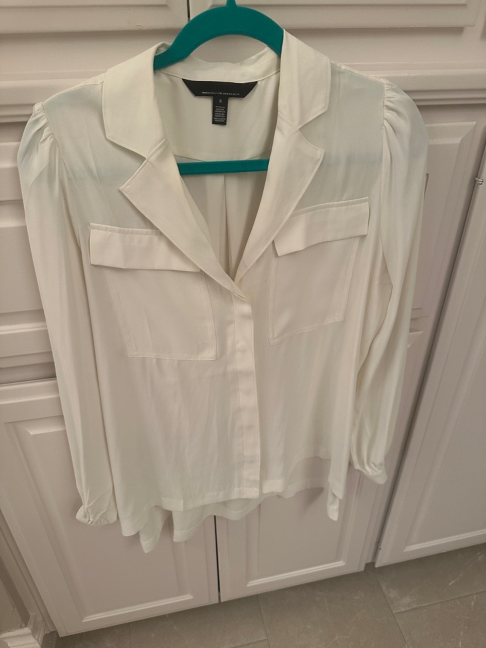 White House Black Market Ivory Pocket-Front Blouse